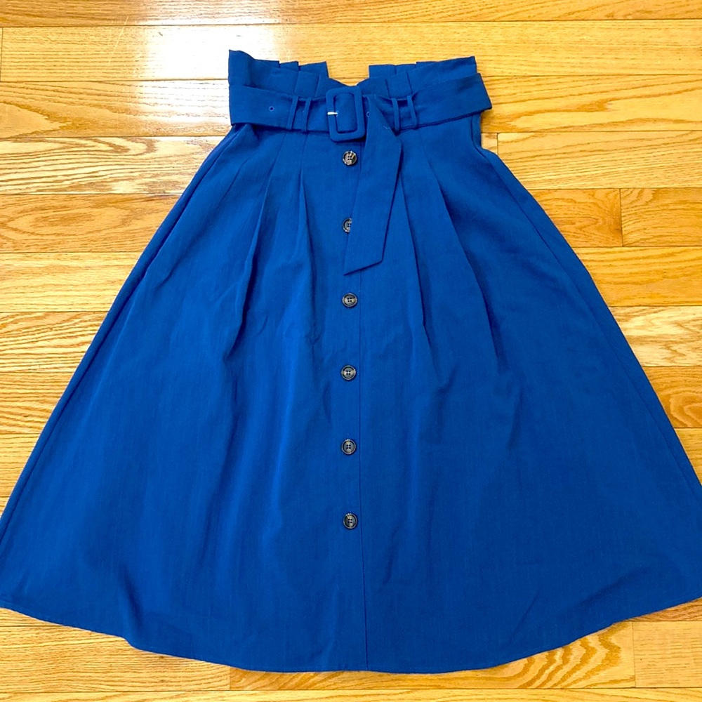 Vintage Blue Belted Midi Skirt